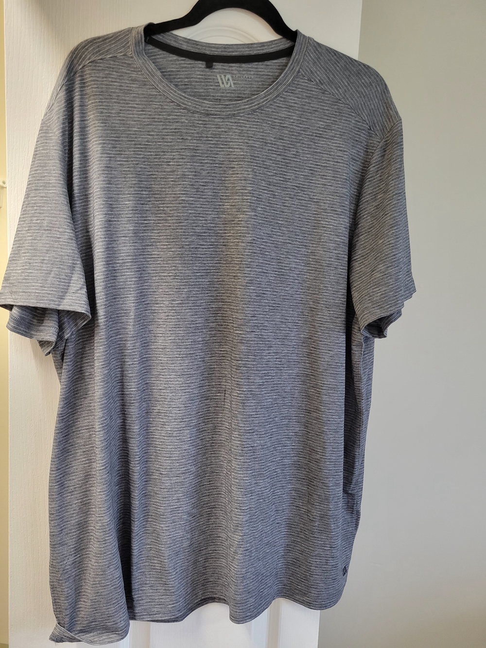 VRST Men's Grey Striped Crew Neck Shirt